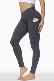 V-Cut Buttery Soft Crossover High Waisted Pants Non-See-Through Full-Length Tights