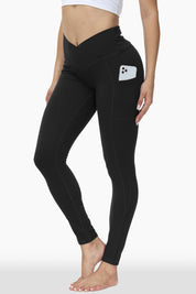 V-Cut Buttery Soft Crossover High Waisted Pants Non-See-Through Full-Length Tights