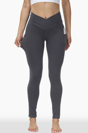 V-Cut Buttery Soft Crossover High Waisted Pants Non-See-Through Full-Length Tights