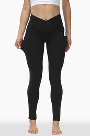 V-Cut Buttery Soft Crossover High Waisted Pants Non-See-Through Full-Length Tights