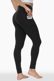 V-Cut Buttery Soft Crossover High Waisted Pants Non-See-Through Full-Length Tights